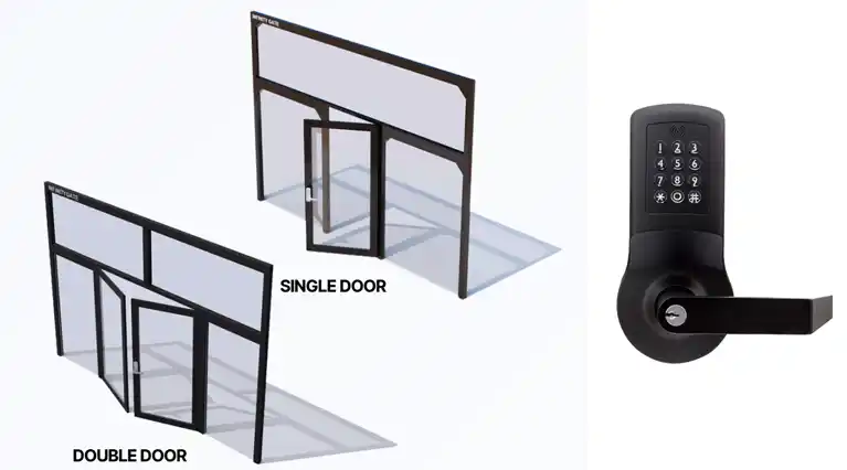 Pickleglass doors and locks systems.